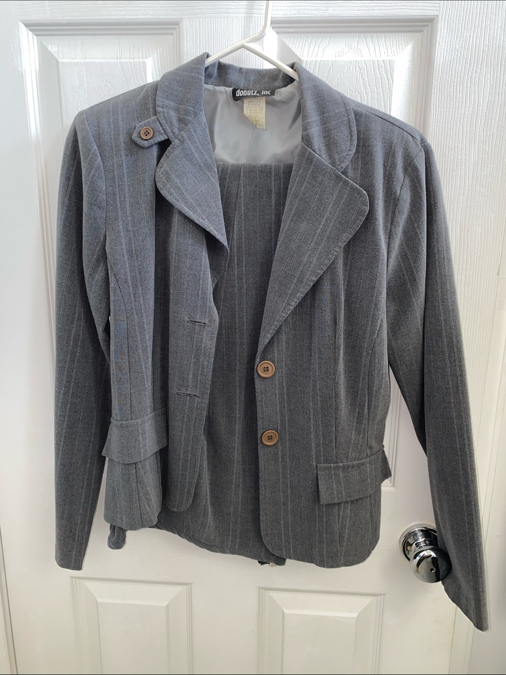 Women's Gray Pinstripe Tailored Blazer